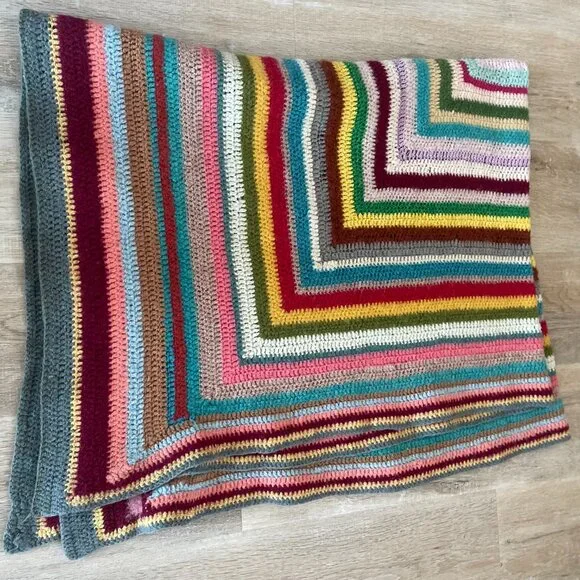 Multi Color Knit Blanket/Throw - Picture 2 of 6